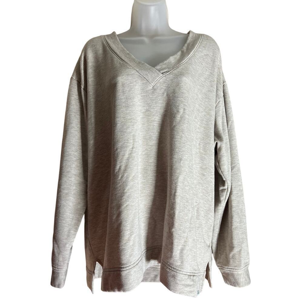 Orvis Womens Sweater XXL Tan Super Soft Loungewear Comfy Cozy Winter Fleece